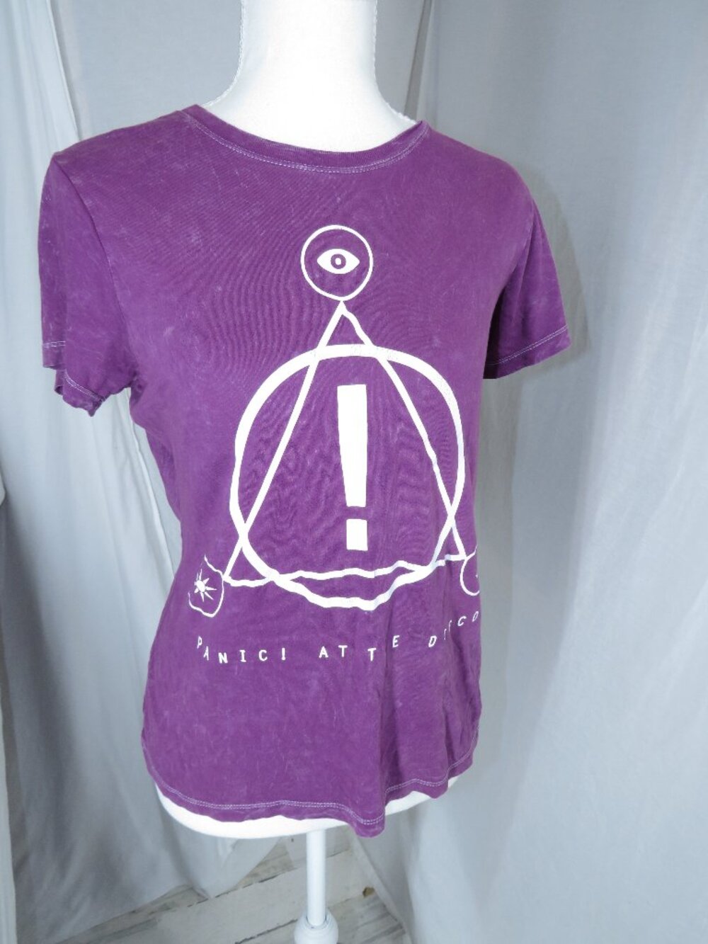 Vintage Panic! At The Disco Purple Mineral Wash Band Tee | Small | Y2K Emo Graph